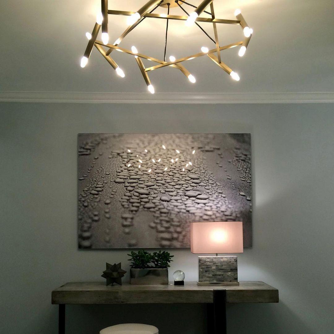 Modern Brass Diamond Shape Chandelier LED Ceiling Pendant Lighting for Dining Room