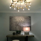 Modern Brass Diamond Shape Chandelier LED Ceiling Pendant Lighting for Dining Room