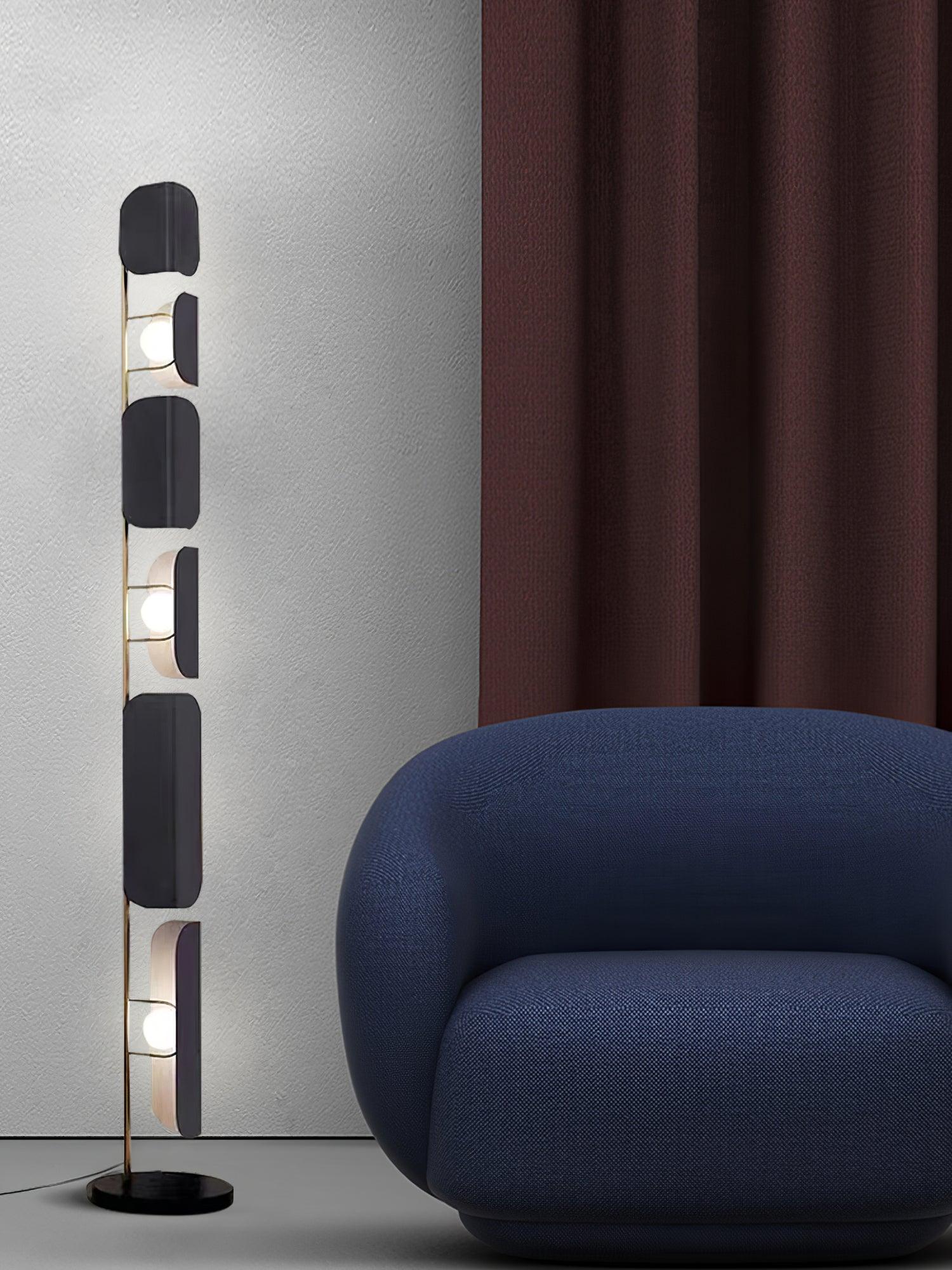 Leagan Contemporary Standing Floor Lamp with Marble Base and G4 LED