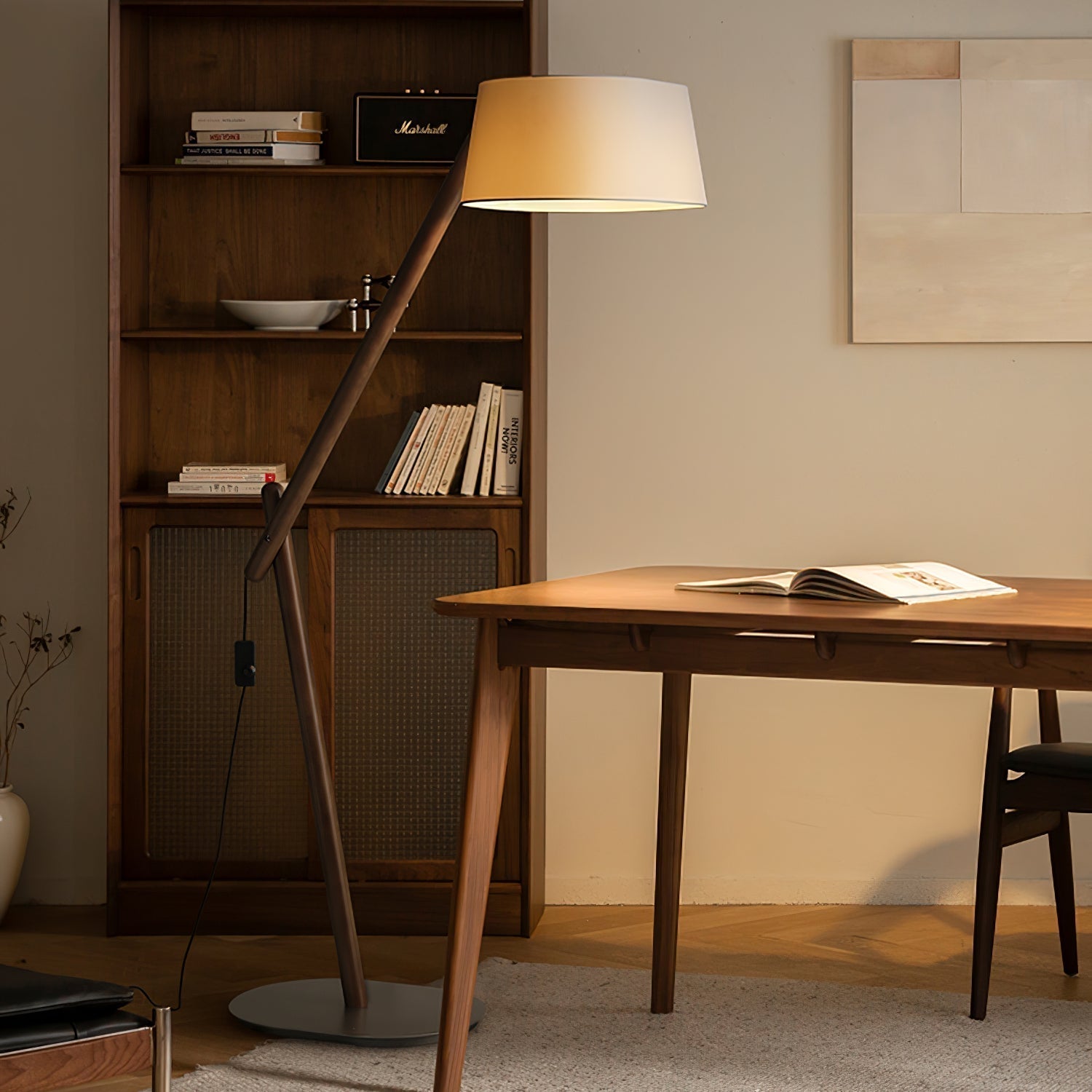 Modern Lean Pivot Adjustable Uplight Floor Lamp for Living Room and Office