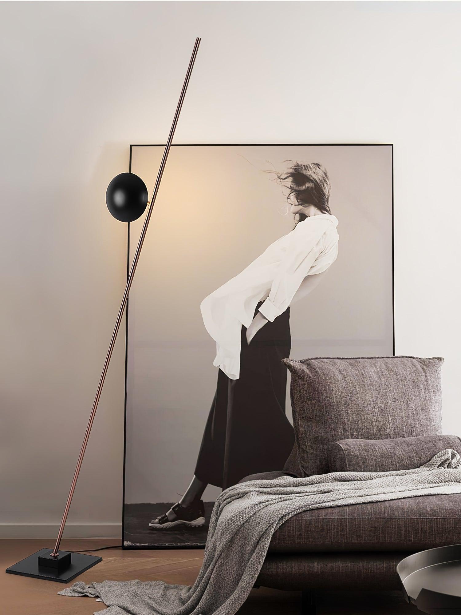 Modern LED Torchiere Floor Lamp with Slim Profile and Adjustable Warm Lighting