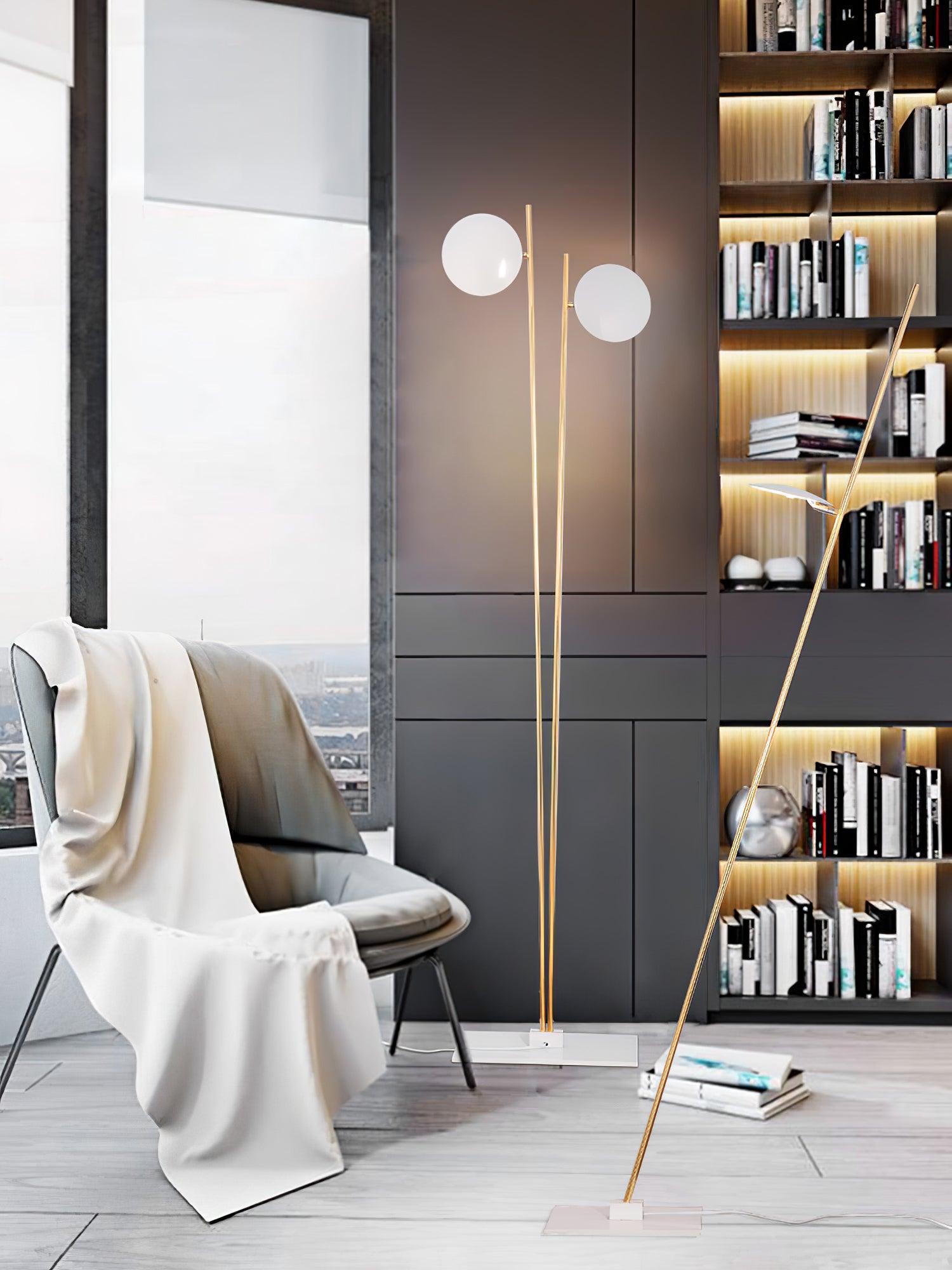 Modern LED Torchiere Floor Lamp with Slim Profile and Adjustable Warm Lighting