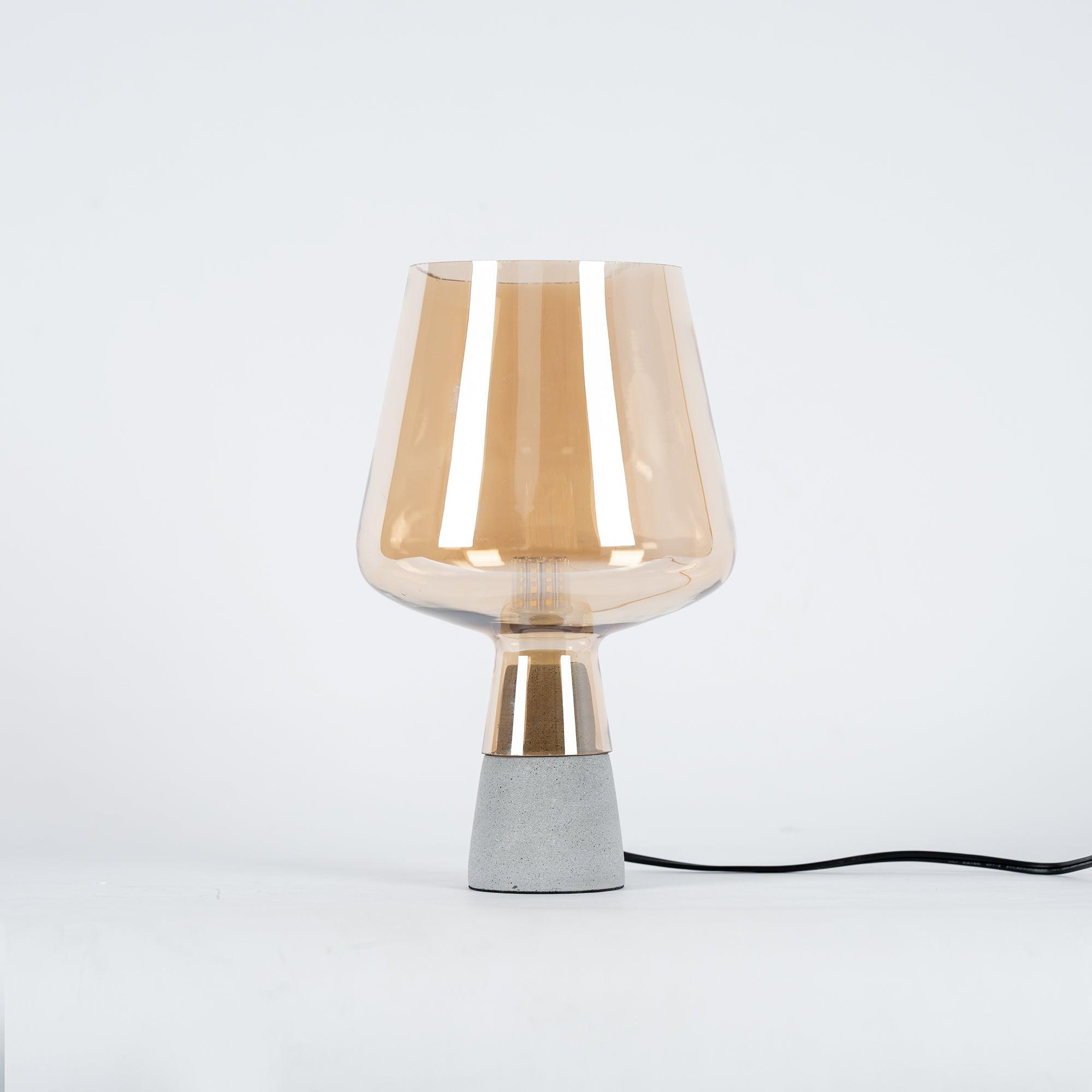 Modern Architectural Glass and Concrete Table Lamp for Elegant Bedside Lighting