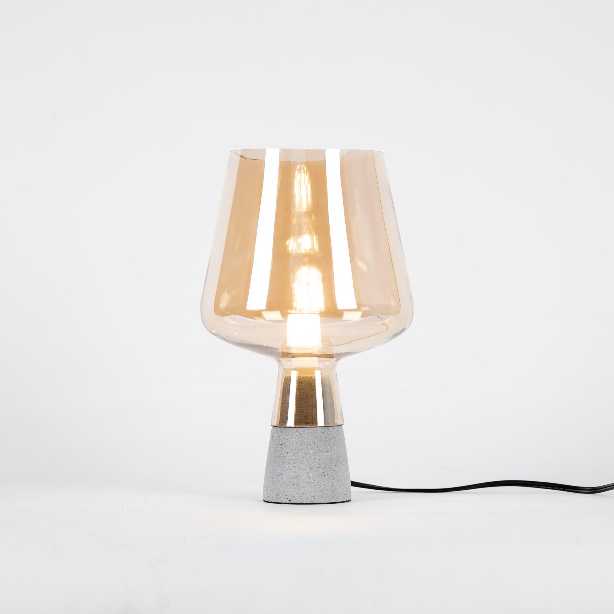 Modern Architectural Glass and Concrete Table Lamp for Elegant Bedside Lighting