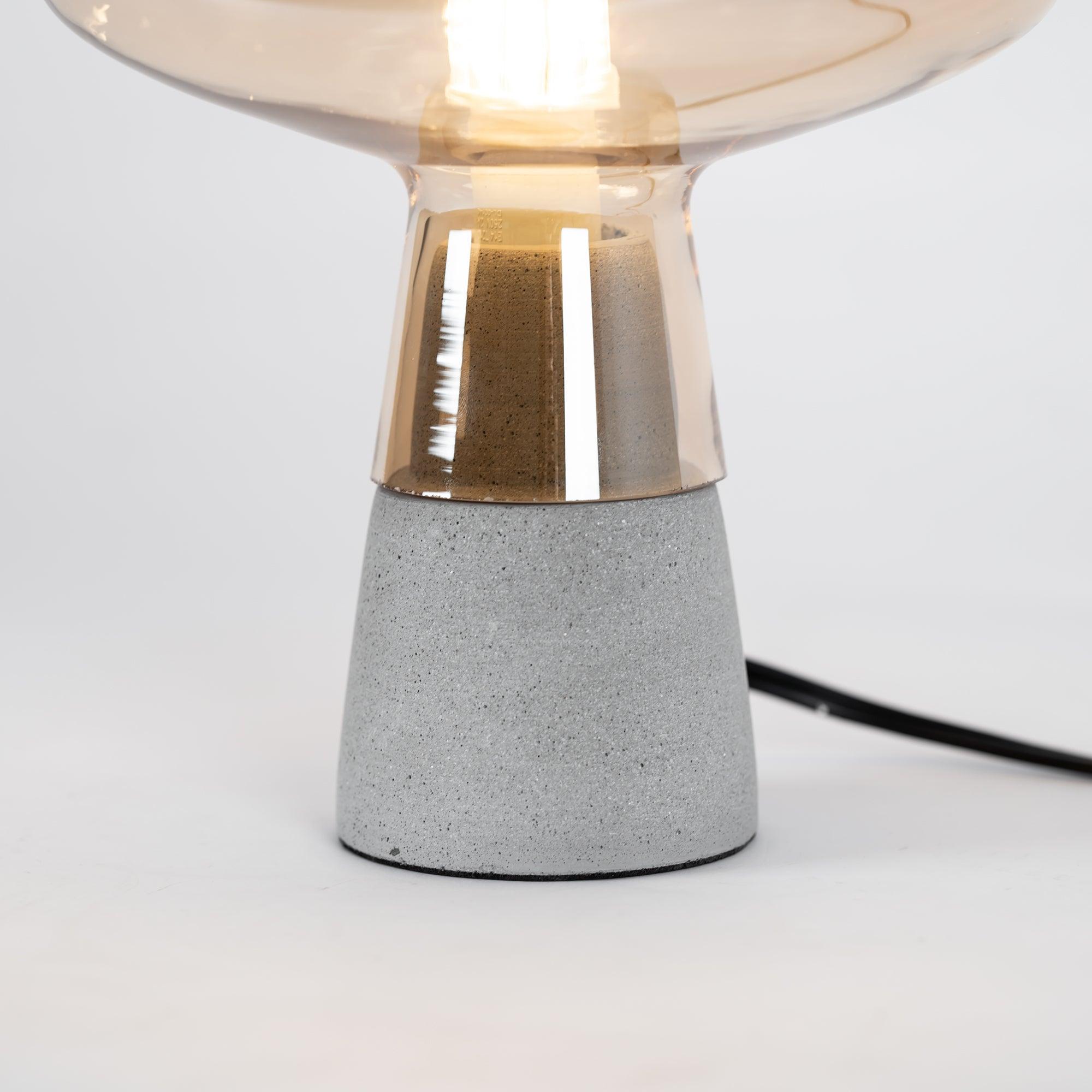 Modern Architectural Glass and Concrete Table Lamp for Elegant Bedside Lighting