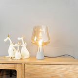 Modern Architectural Glass and Concrete Table Lamp for Elegant Bedside Lighting