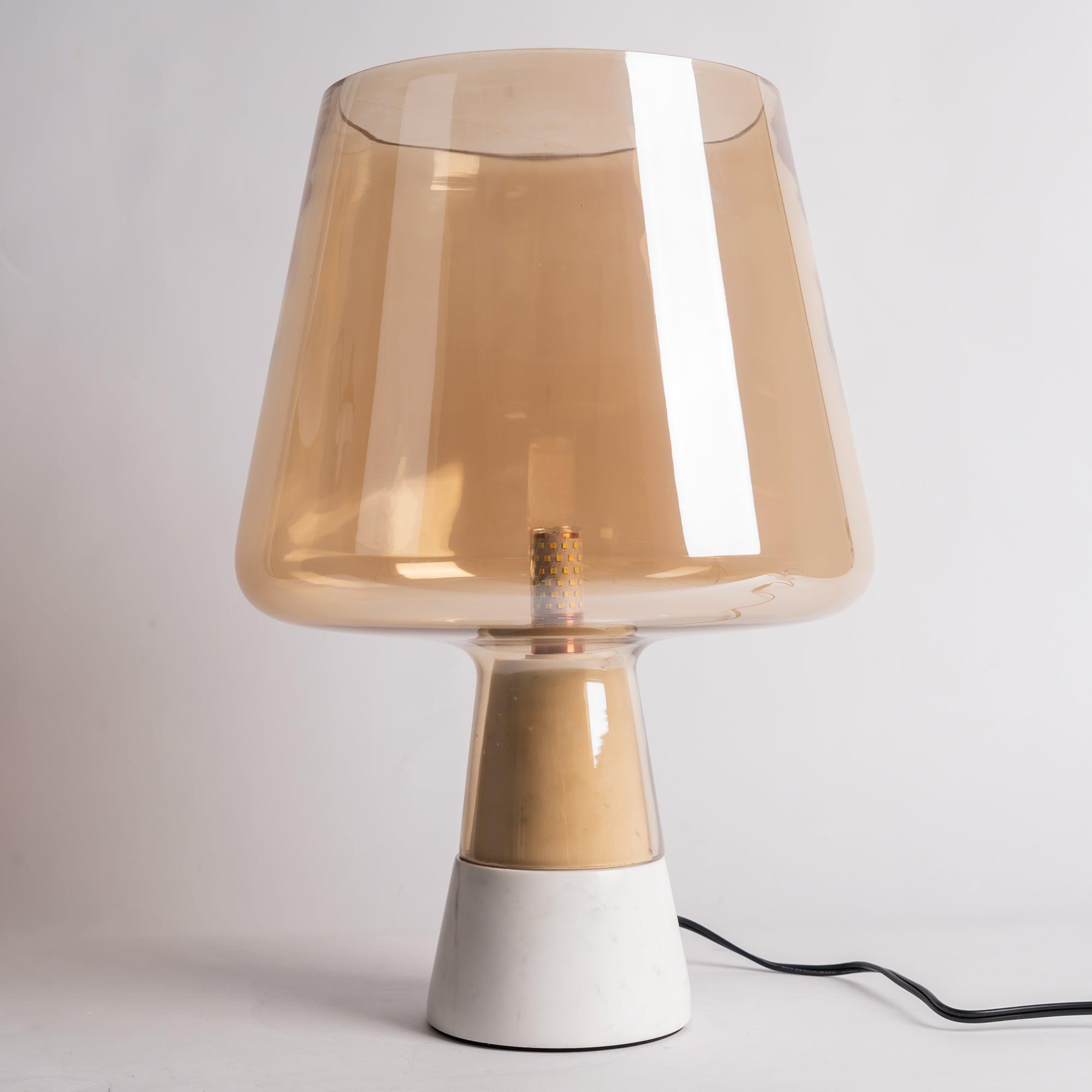 Modern Architectural Glass and Concrete Table Lamp for Elegant Bedside Lighting