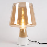 Modern Architectural Glass and Concrete Table Lamp for Elegant Bedside Lighting