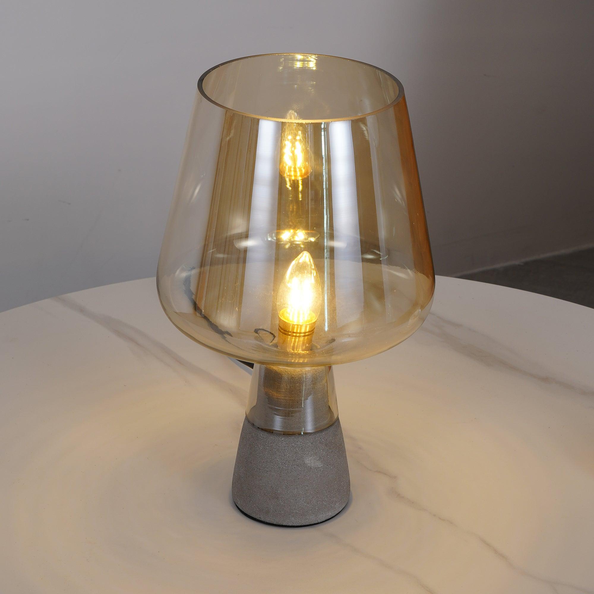 Modern Architectural Glass and Concrete Table Lamp for Elegant Bedside Lighting