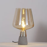Modern Architectural Glass and Concrete Table Lamp for Elegant Bedside Lighting