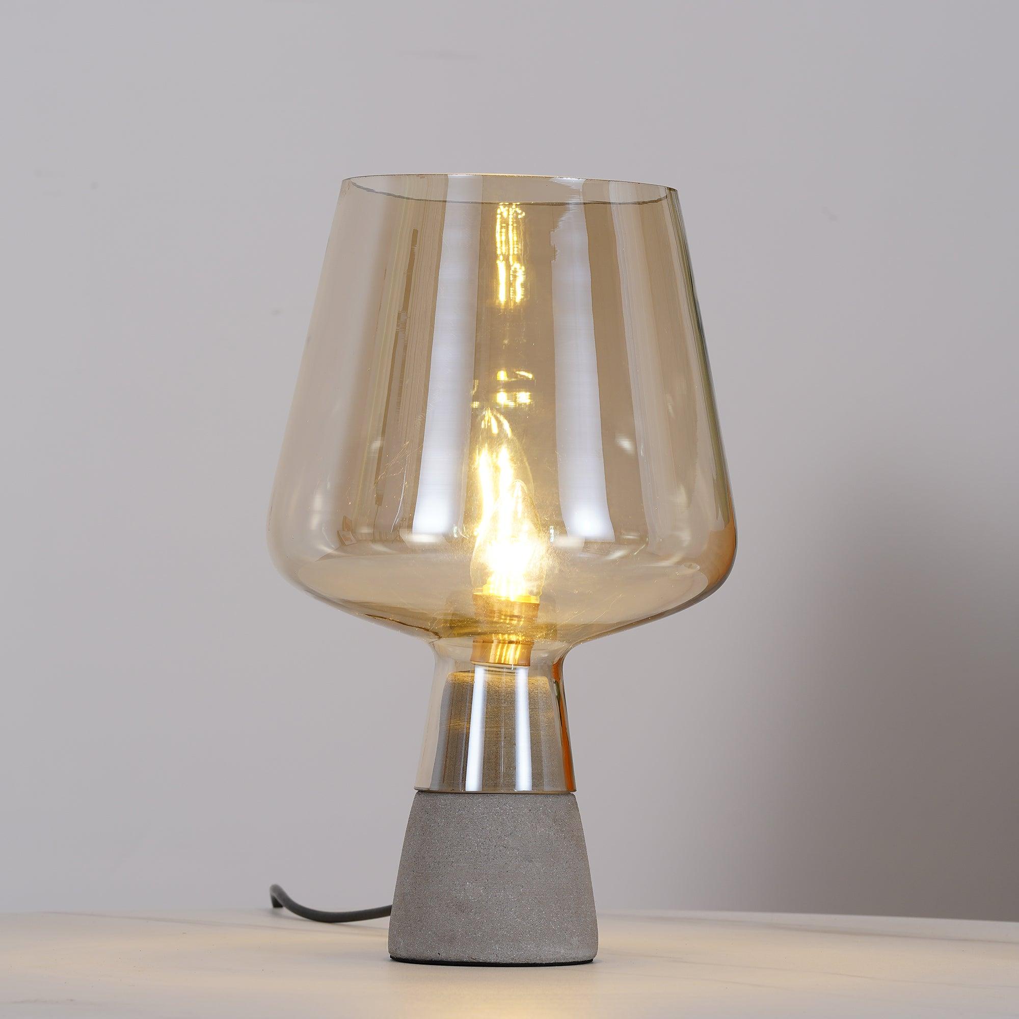 Modern Architectural Glass and Concrete Table Lamp for Elegant Bedside Lighting