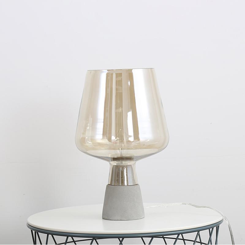 Modern Architectural Glass and Concrete Table Lamp for Elegant Bedside Lighting
