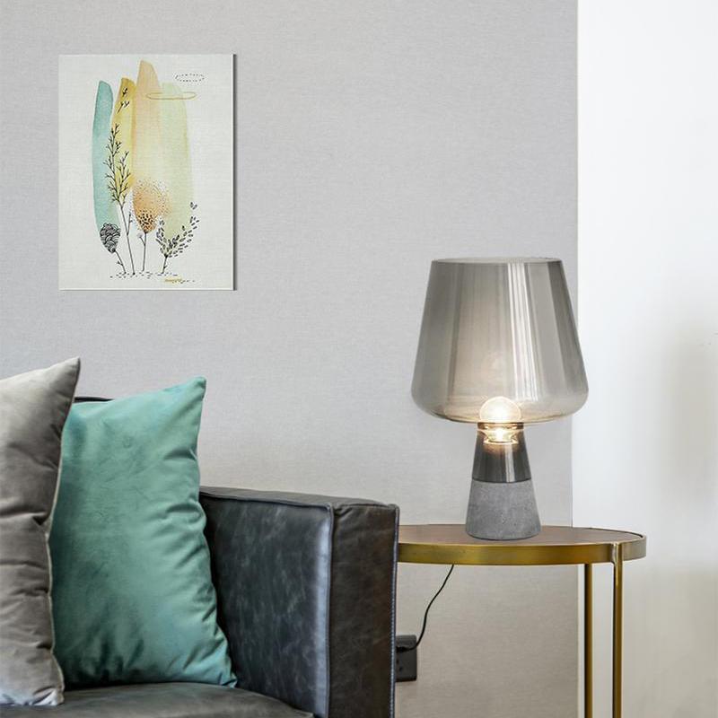 Modern Architectural Glass and Concrete Table Lamp for Elegant Bedside Lighting