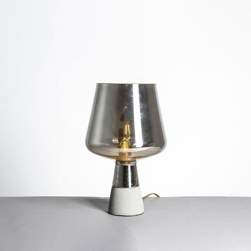 Modern Architectural Glass and Concrete Table Lamp for Elegant Bedside Lighting