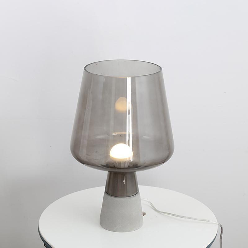 Modern Architectural Glass and Concrete Table Lamp for Elegant Bedside Lighting