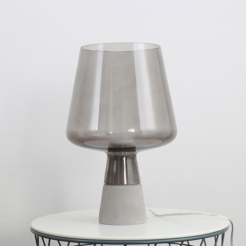 Modern Architectural Glass and Concrete Table Lamp for Elegant Bedside Lighting