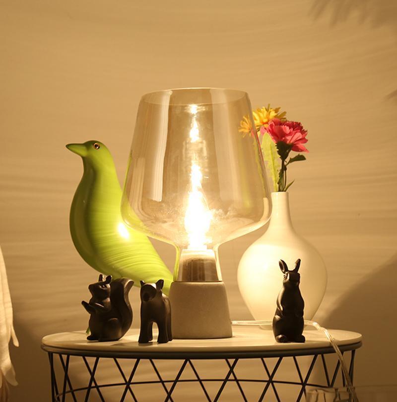Modern Architectural Glass and Concrete Table Lamp for Elegant Bedside Lighting