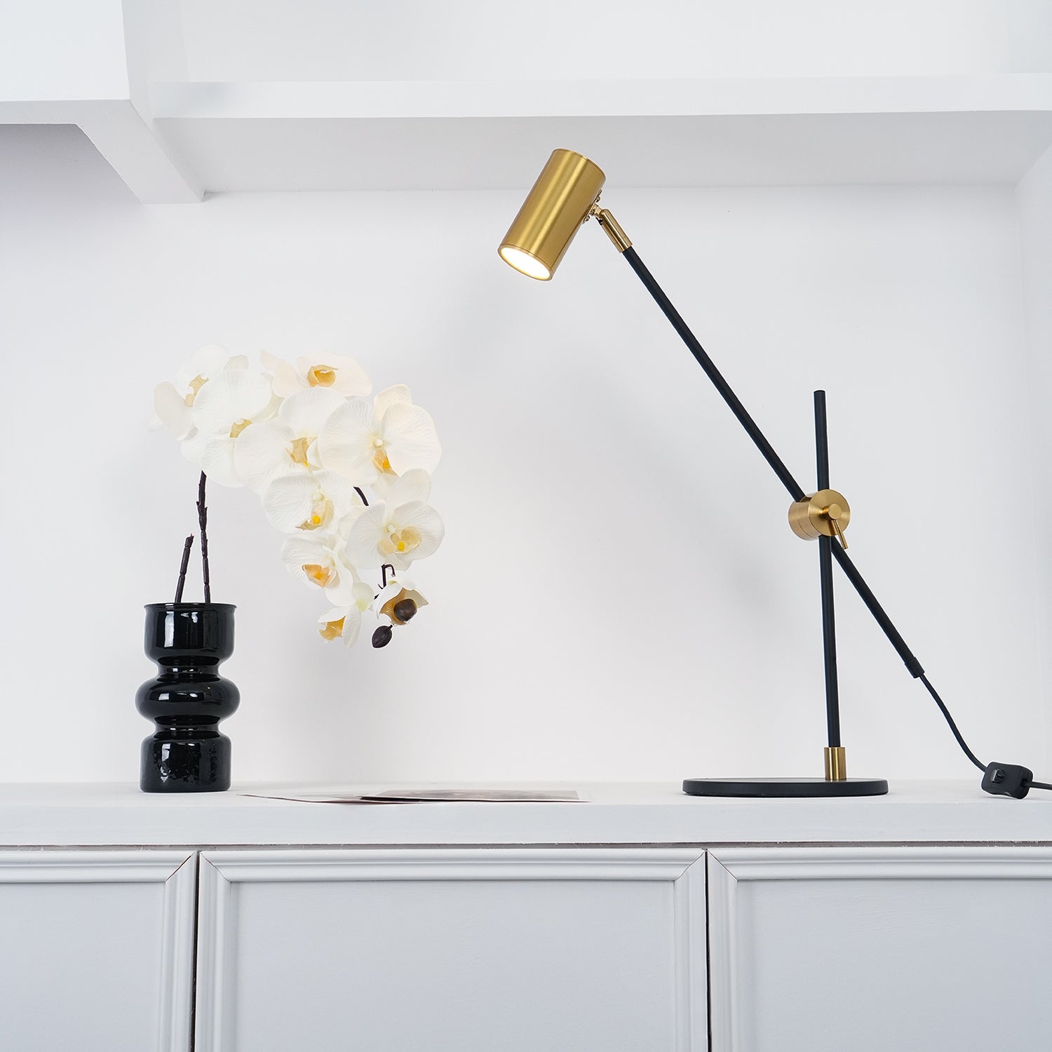 Lektor Modern Adjustable Table Lamp Articulated Reading Light for Office Gold and Black