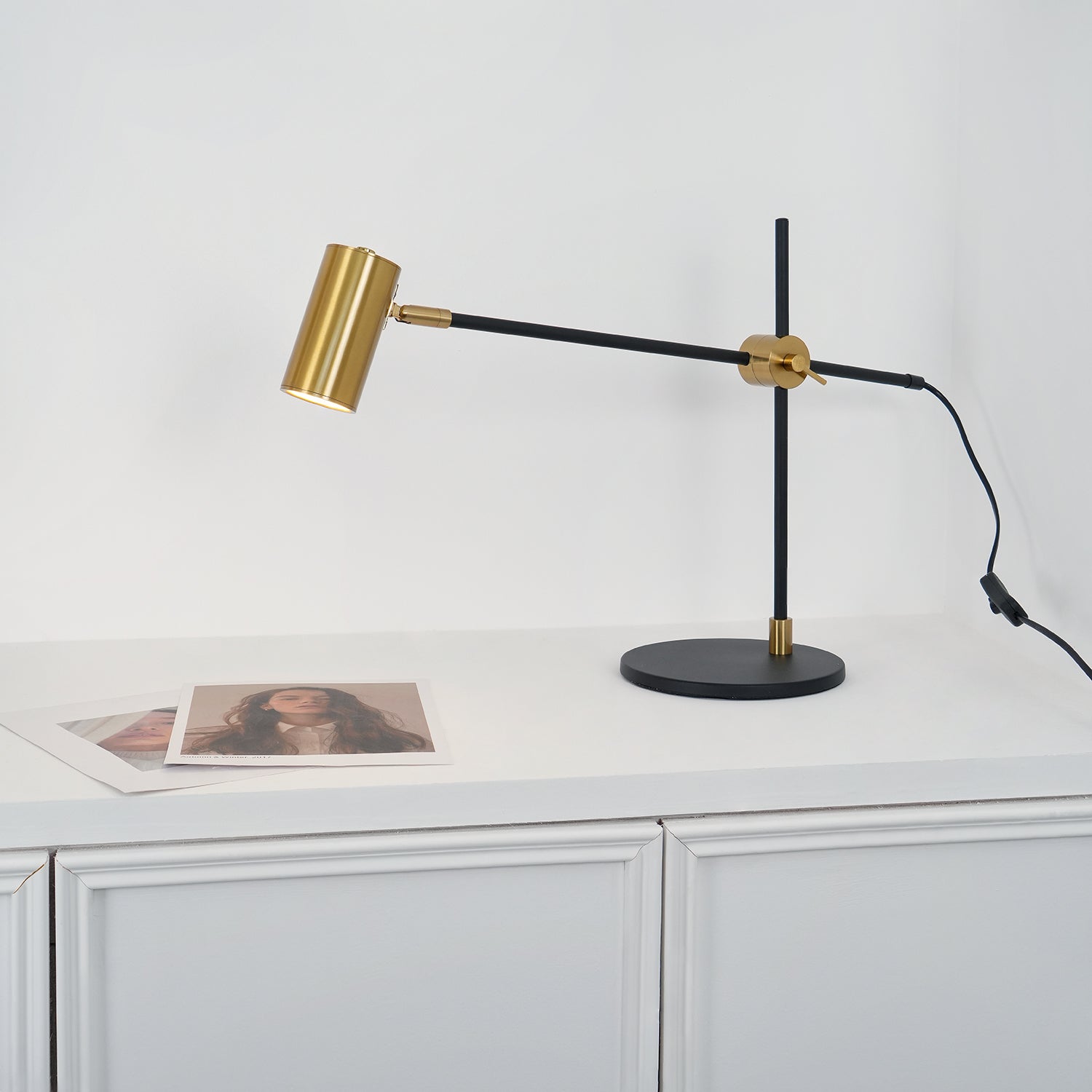 Lektor Modern Adjustable Table Lamp Articulated Reading Light for Office Gold and Black