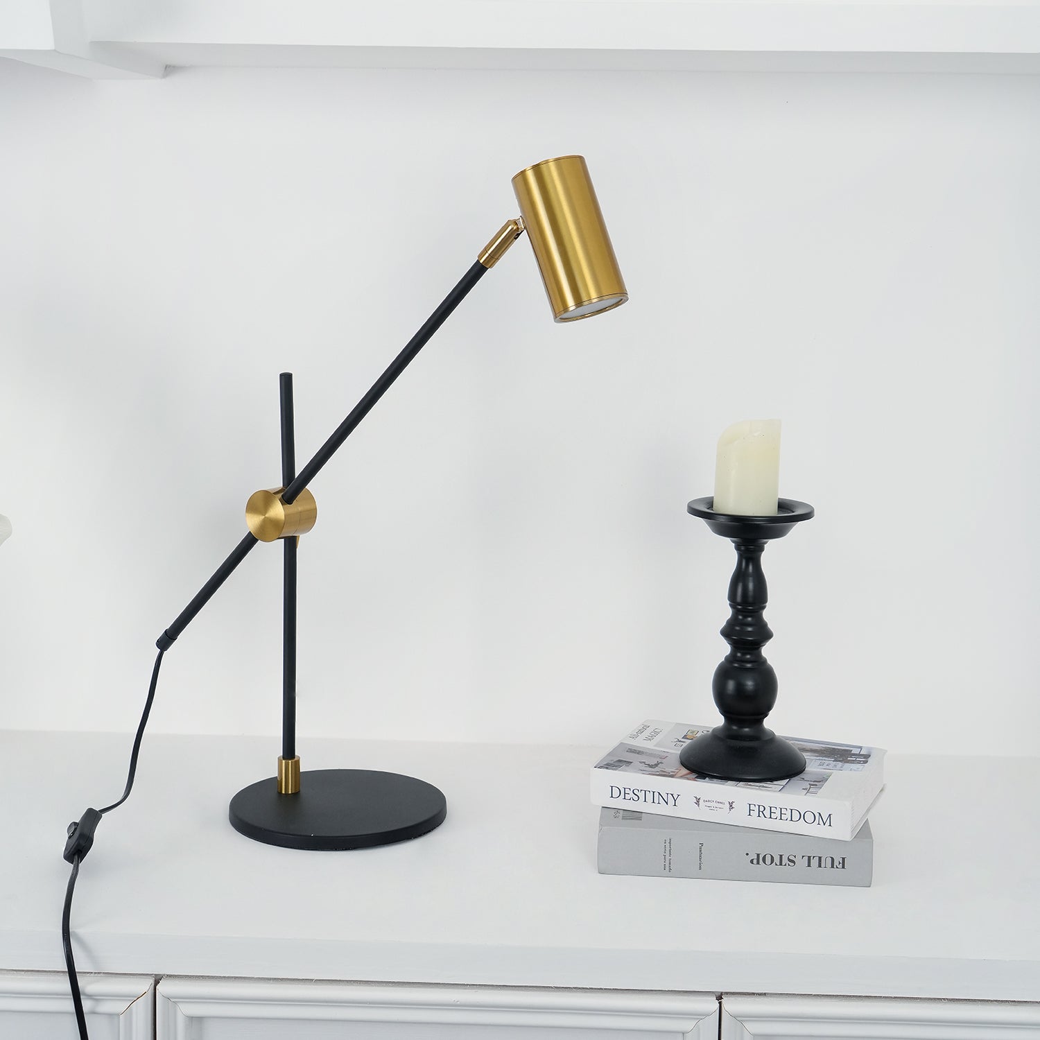 Lektor Modern Adjustable Table Lamp Articulated Reading Light for Office Gold and Black