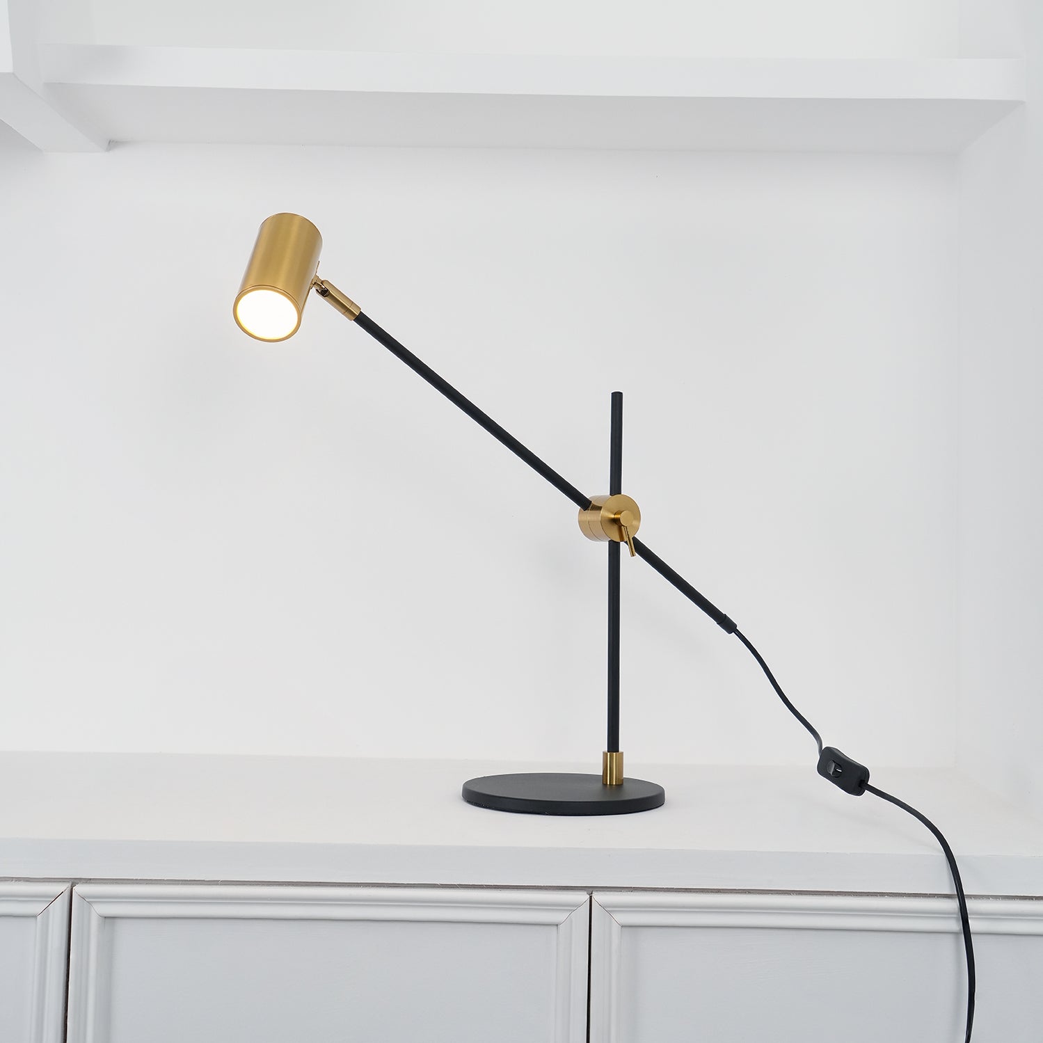 Lektor Modern Adjustable Table Lamp Articulated Reading Light for Office Gold and Black