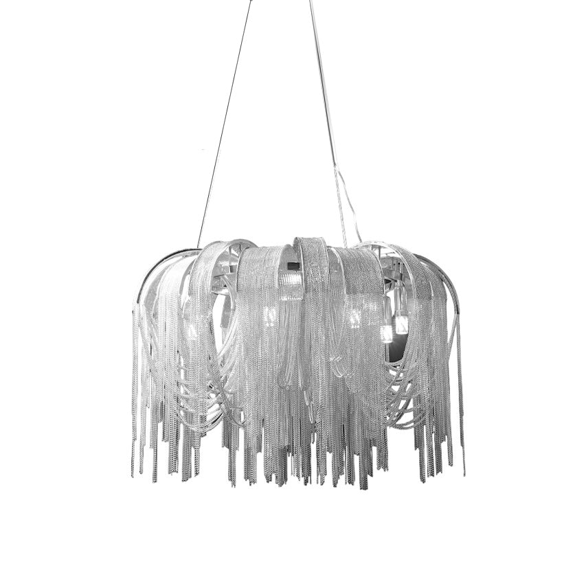 Modern Draped Metal Chain Chandelier LED Gasolier Lighting in Rose Gold and Chrome