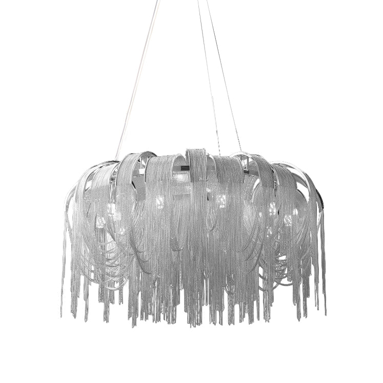 Modern Draped Metal Chain Chandelier LED Gasolier Lighting in Rose Gold and Chrome