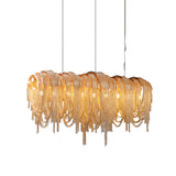 Modern Draped Metal Chain Chandelier LED Gasolier Lighting in Rose Gold and Chrome