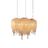 Modern Draped Metal Chain Chandelier LED Gasolier Lighting in Rose Gold and Chrome