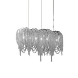 Modern Draped Metal Chain Chandelier LED Gasolier Lighting in Rose Gold and Chrome