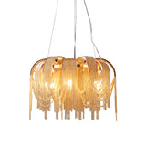 Modern Draped Metal Chain Chandelier LED Gasolier Lighting in Rose Gold and Chrome