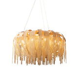 Modern Draped Metal Chain Chandelier LED Gasolier Lighting in Rose Gold and Chrome