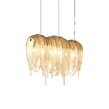 Modern Draped Metal Chain Chandelier LED Gasolier Lighting in Rose Gold and Chrome