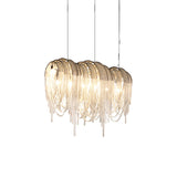 Modern Draped Metal Chain Chandelier LED Gasolier Lighting in Rose Gold and Chrome