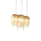Modern Draped Metal Chain Chandelier LED Gasolier Lighting in Rose Gold and Chrome