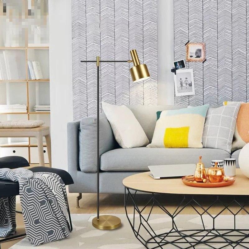 Lento Modern Floor Standing Lamp with Polished Gold and Black Finish