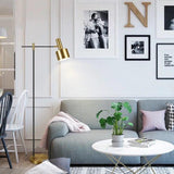 Lento Modern Floor Standing Lamp with Polished Gold and Black Finish