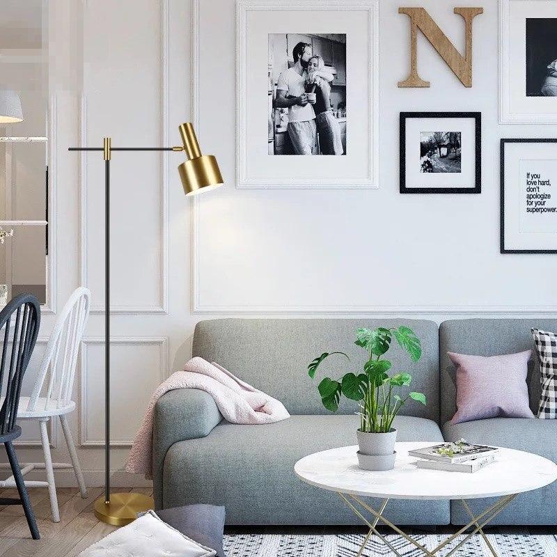 Lento Modern Floor Standing Lamp with Polished Gold and Black Finish