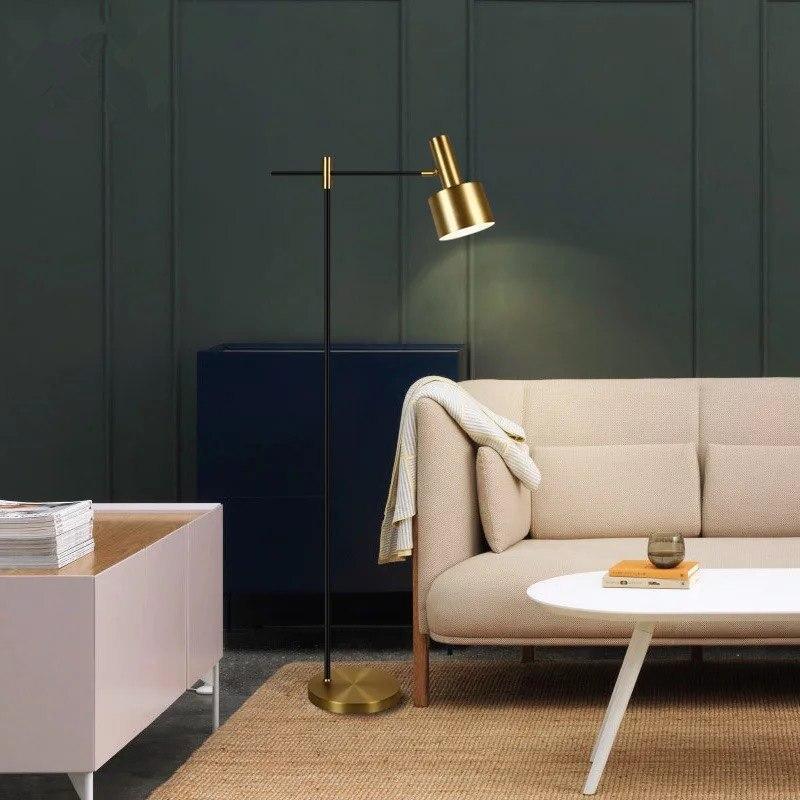 Lento Modern Floor Standing Lamp with Polished Gold and Black Finish