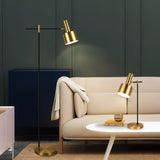 Lento Modern Floor Standing Lamp with Polished Gold and Black Finish