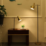 Lento Modern Floor Standing Lamp with Polished Gold and Black Finish