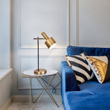 Modern Lento Table Lamp Polished Gold and Black Metal Desk Light for Office and Bedroom Study