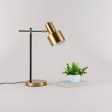 Modern Lento Table Lamp Polished Gold and Black Metal Desk Light for Office and Bedroom Study