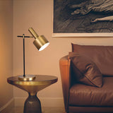 Modern Lento Table Lamp Polished Gold and Black Metal Desk Light for Office and Bedroom Study
