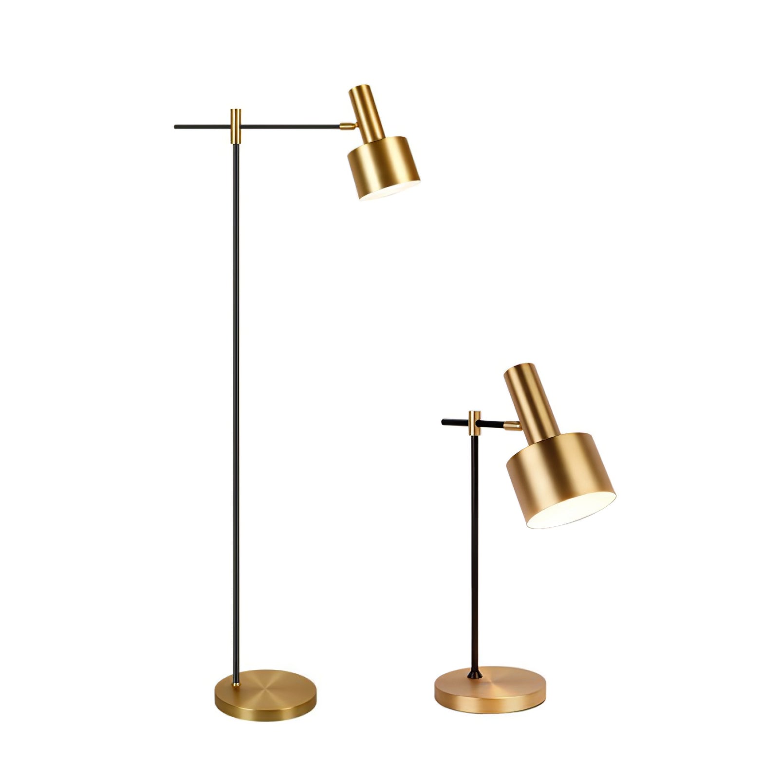 Modern Lento Table Lamp Polished Gold and Black Metal Desk Light for Office and Bedroom Study