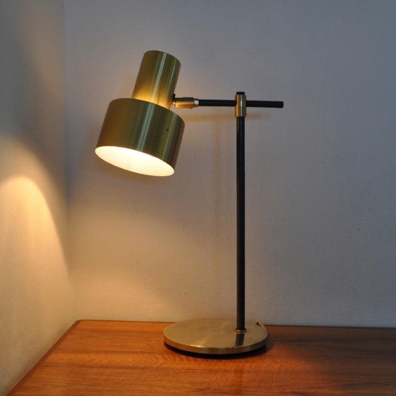 Modern Lento Table Lamp Polished Gold and Black Metal Desk Light for Office and Bedroom Study