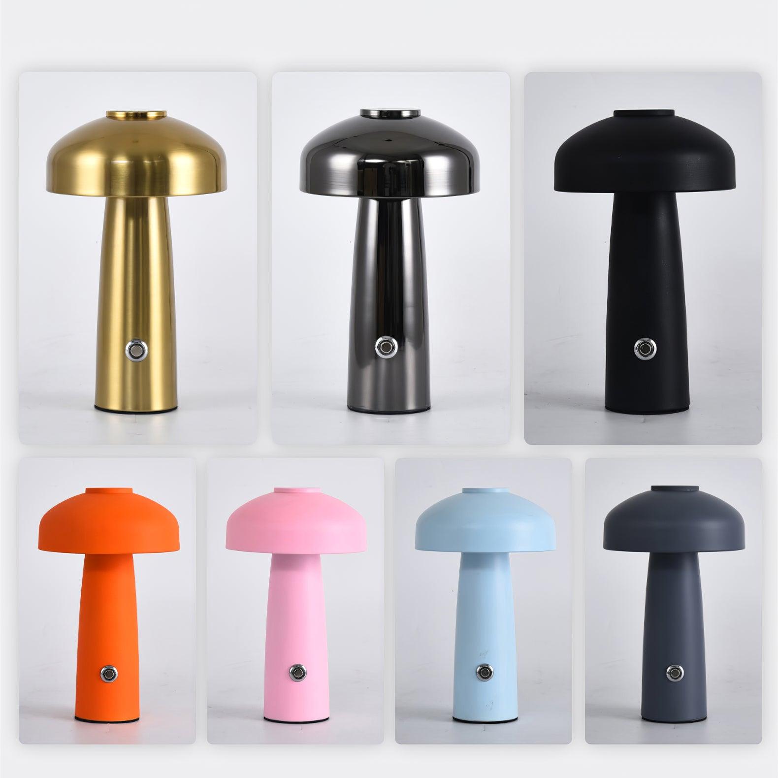 Modern Mushroom Metal Desk Lamp Portable Rechargeable LED Table Light for Office and Bedroom