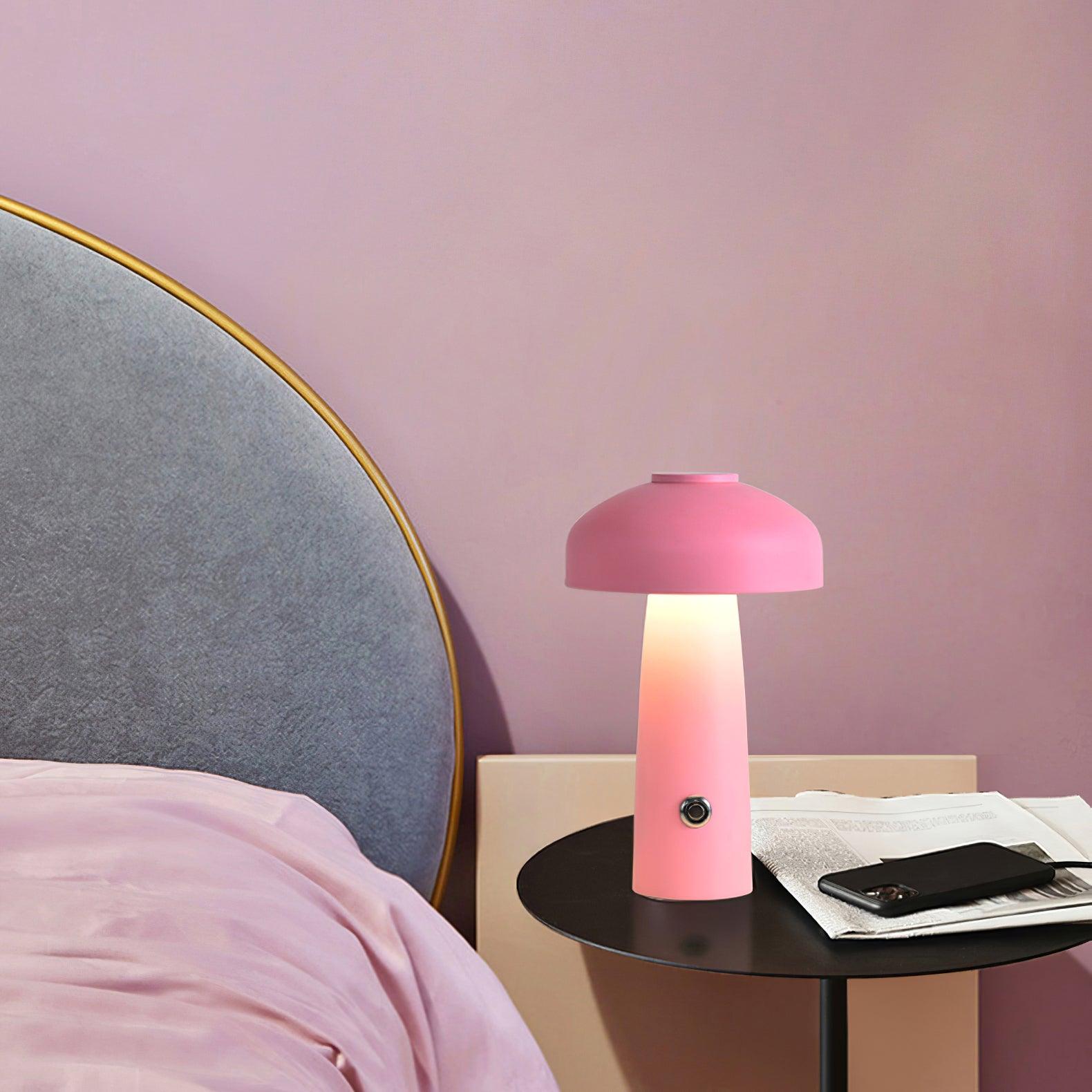 Modern Mushroom Metal Desk Lamp Portable Rechargeable LED Table Light for Office and Bedroom
