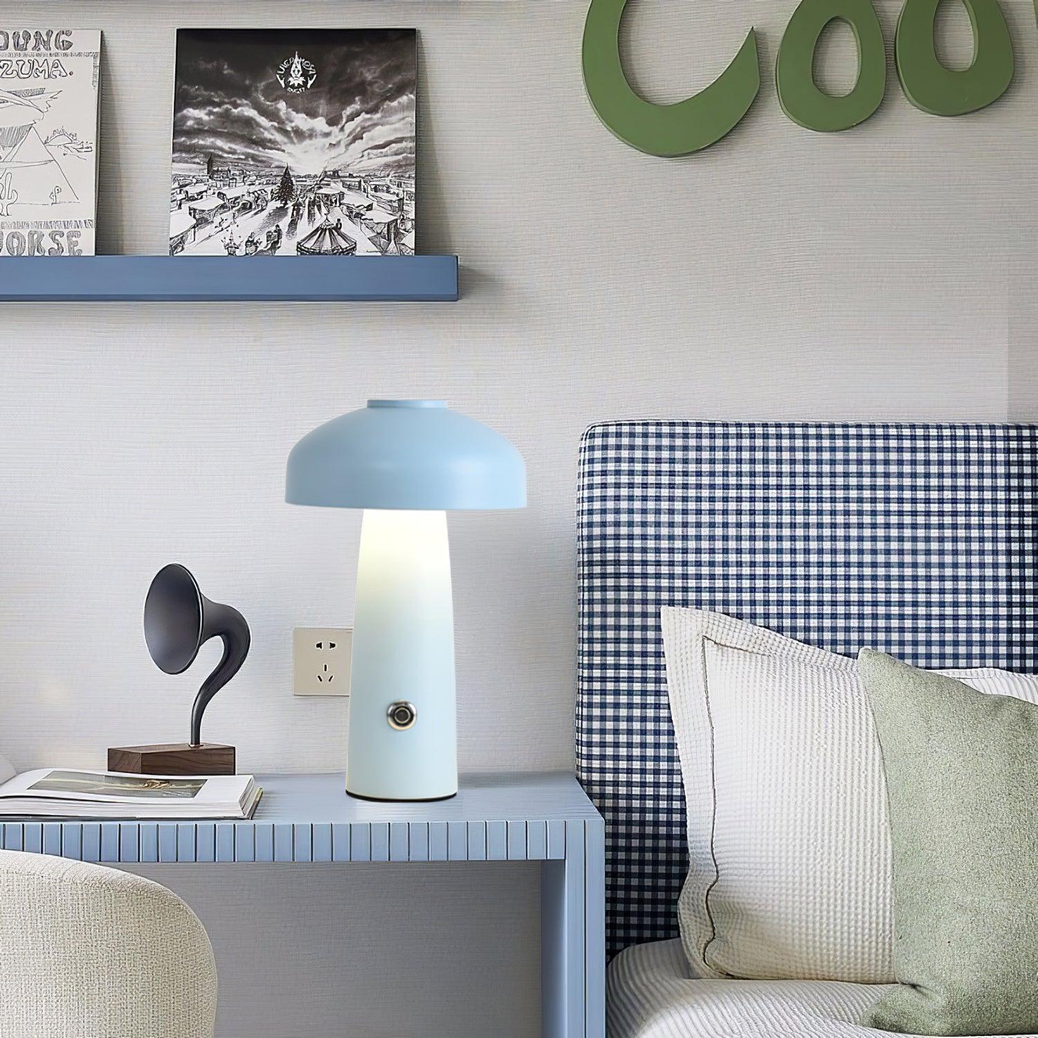 Modern Mushroom Metal Desk Lamp Portable Rechargeable LED Table Light for Office and Bedroom