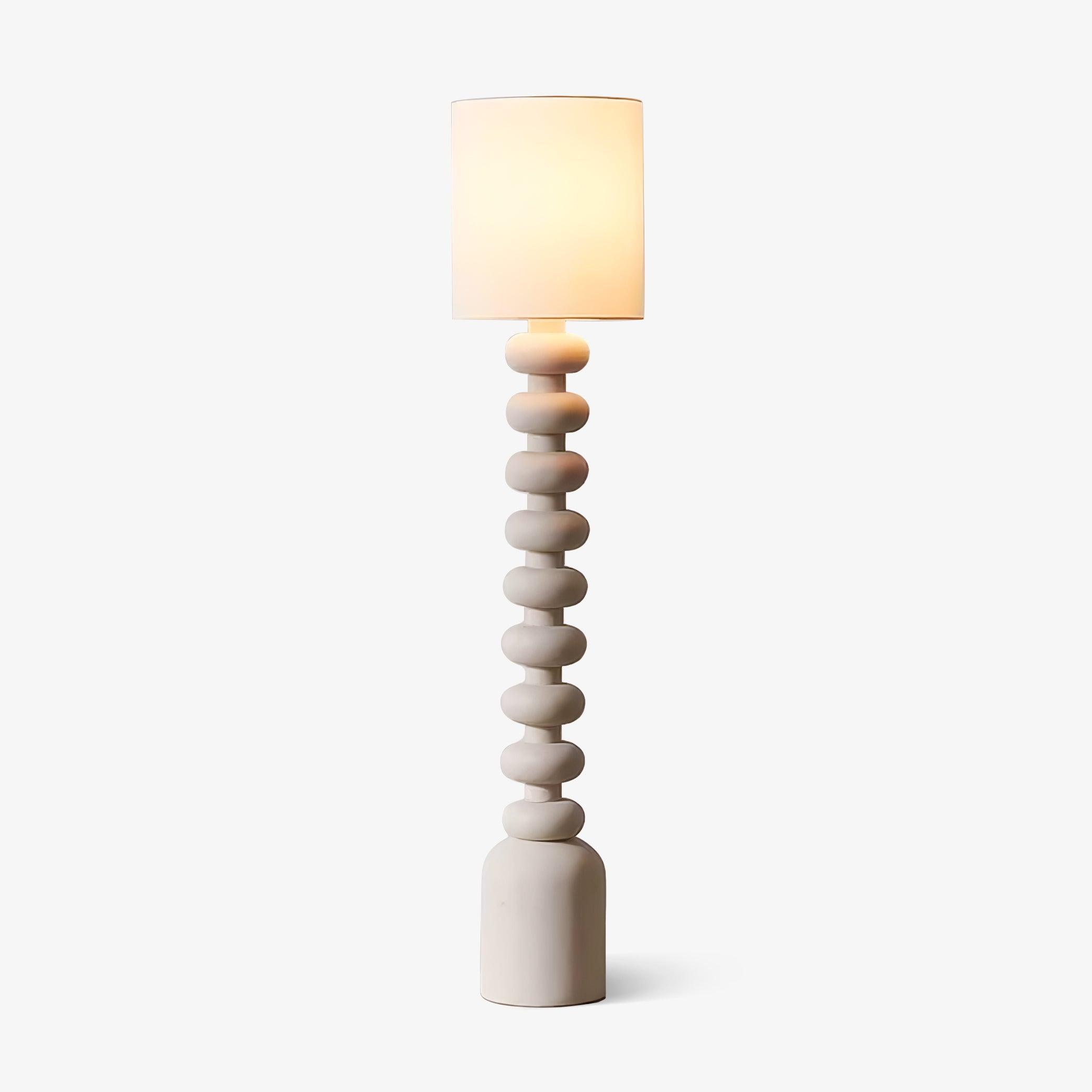 Leona Modern Textured Bubble Base Floor Lamp with White Cylindrical Drum Shade